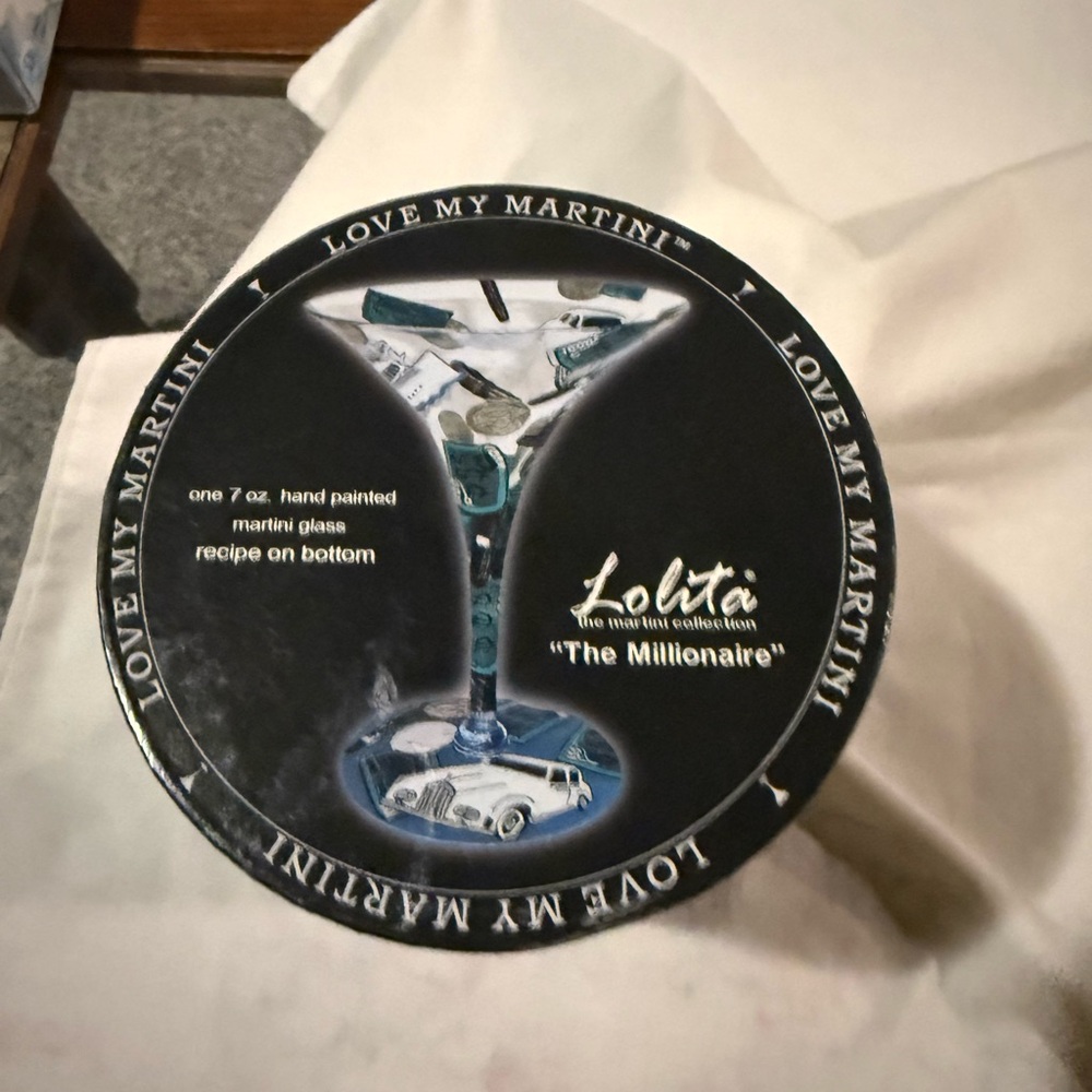 Vintage LOLITA Love My Martini "MILLIONAIRE" Martini Glass RETIRED Hand Painted - Picture 7 of 7